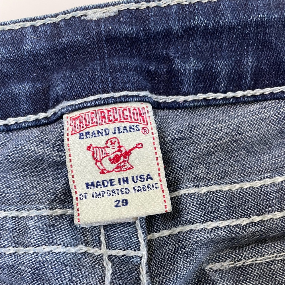 True Religion Sophie Denim Capri Low Rise Size 29 Cuffed Bermuda Button Stone - Picture 4 of 16